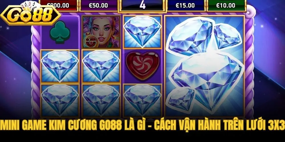 Cấu trúc lưới 3x3 và cơ chế vận hành game minigame kim cương Go88